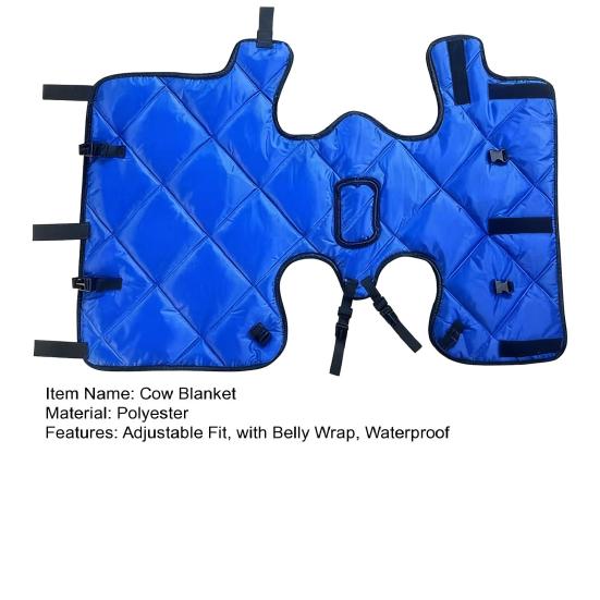 Winter Cow Blanket Waterproof Quilted Horse Blanket with Belly Wrap Windproof Plush Lined Turnout Blanket with Adjustable Buckles for Calves Horses