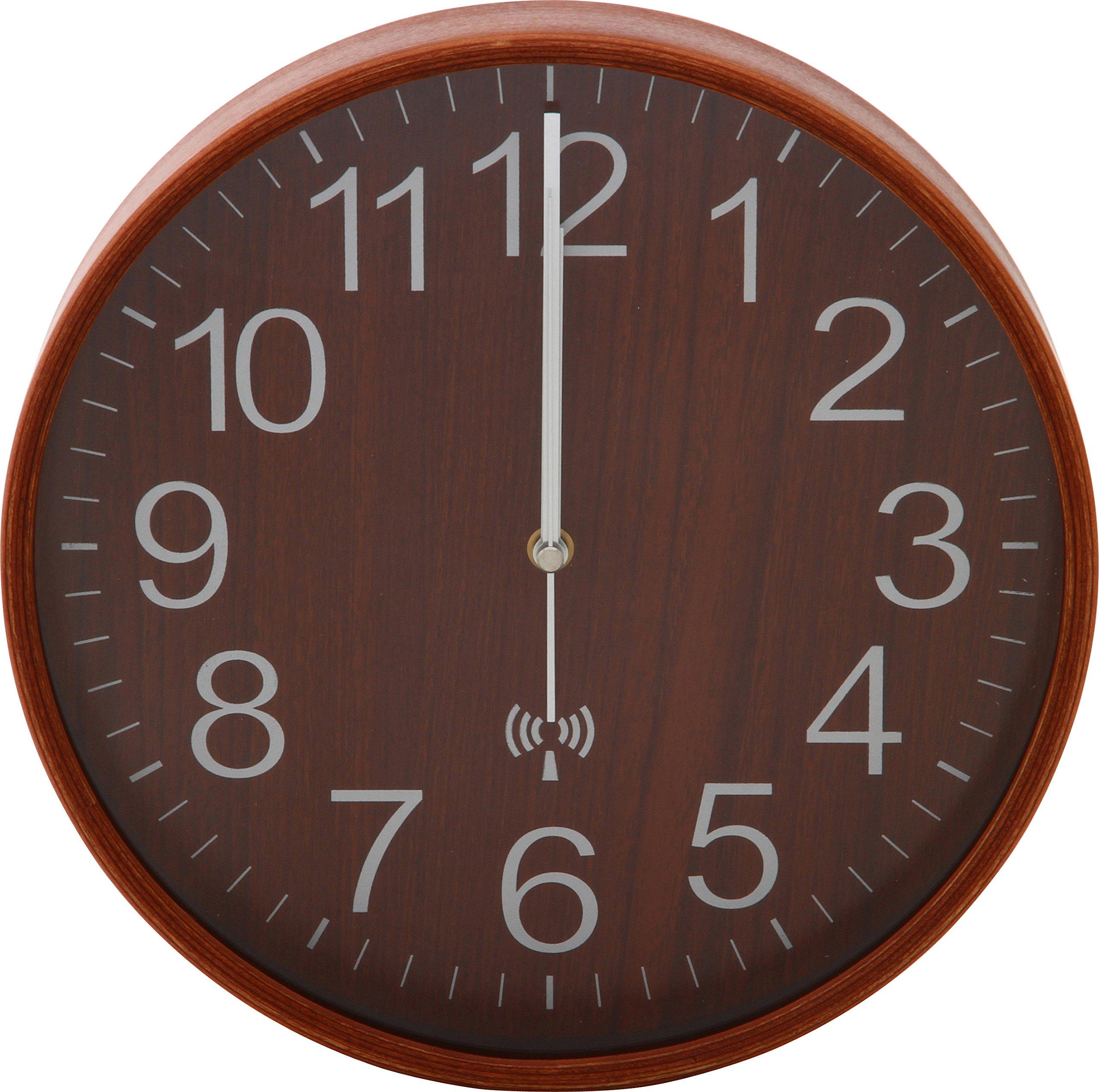 

Fuji Boeki Wall Clock, 28cm Diameter, Brown, Radio-Controlled, Wooden, Plywood, 27351