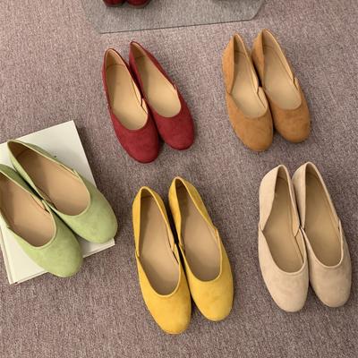 Chaussures de grand-mère en daim à bout rond de couleur bonbon douce et mignonne, bouche légère, pour enfants, plates à semelle souple, soirée, vent, une bride Mary Jane, chaussures simples
