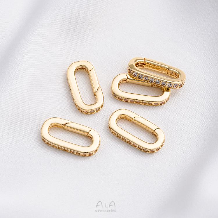14K Gold-Filled Color-Preserving Oval Spring Clasp for DIY Pearl Chains