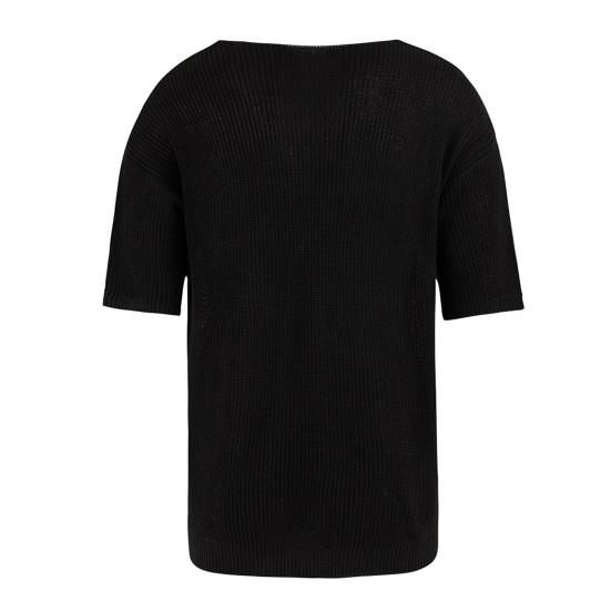 T-shirt da uomo estiva lavorata a maglia con scollo a V mezze maniche Pullover ampio in puro colore Elastico Casual di media lunghezza Sport quotidiano Top Maglieria