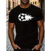Soccer Pattern T-Shirt - Machine Washable Round Neck Short Sleeve T-Shirt, for Everyday Match Day Wear - Casual Apparel, Sporty Style, Easy-Care Top