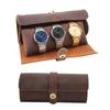 [MCKDERWRILL] Set of 3 Genuine Leather Watch Storage Boxes, Watch Protection Cases, Leather Watch Boxes, Retro Watch Winder, Magnetic Clasp Design,