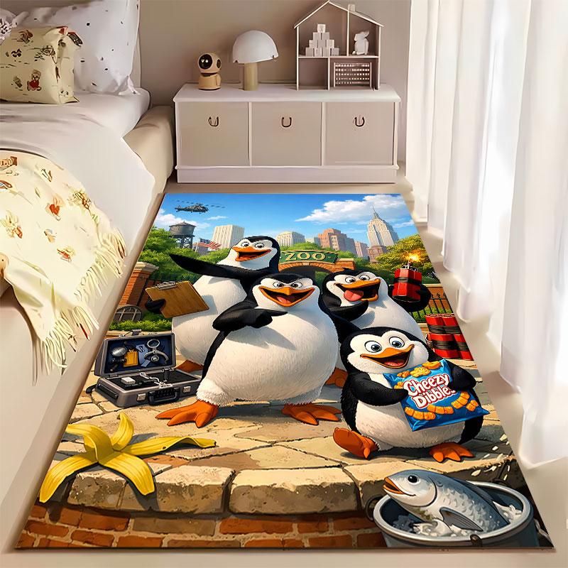 Penguins Zoo Adventure Carpet suitable as a non-slip mat for the living room or bedroom sofa