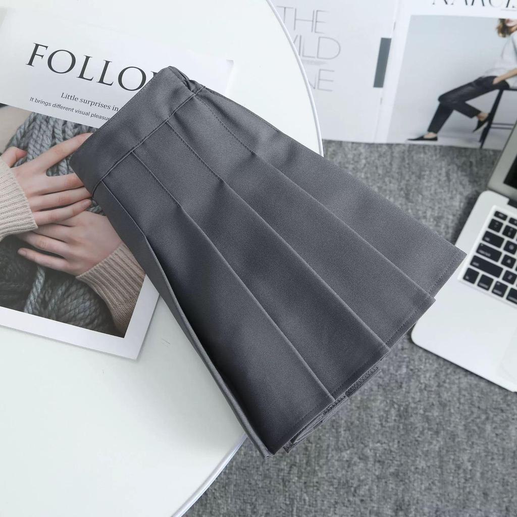 Preppy Faltenrock für Grundschülerinnen - Weißer JK Frühlings-/Herbst-Kurzrock für Mittel- und Große Kinder