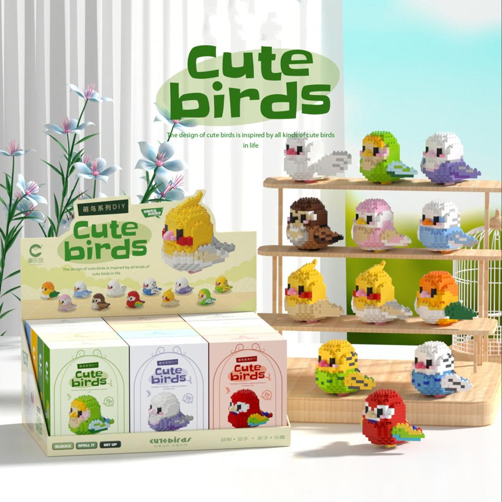 12PCS/Set Kawaii Bird Small Building Blocks Building Creative Educational Building Toys For Boys Girls Toy Suitable For Decorate