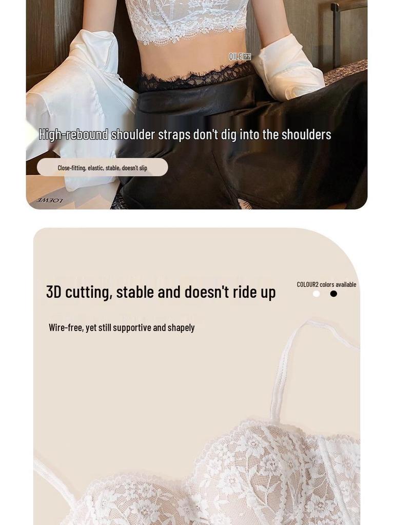 2025 New Sexy Lace Wire-Free Bra Set for Small Chest: Anti-Sagging, Side Support