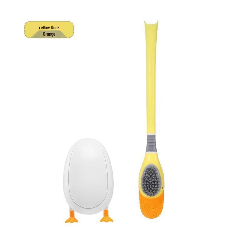 Yellow Duck Toilet Brush with Soft Bristles, Long Handle, Wall-Mount & Floor-Standing Options for Dead Angle Cleaning