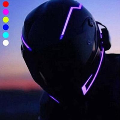 Adesivo luminoso piscante para capacete de motocicleta, luz de sinalização para pilotagem, tira EL, kit de modificação de luz fria com bateria, decoração para capacete de motor