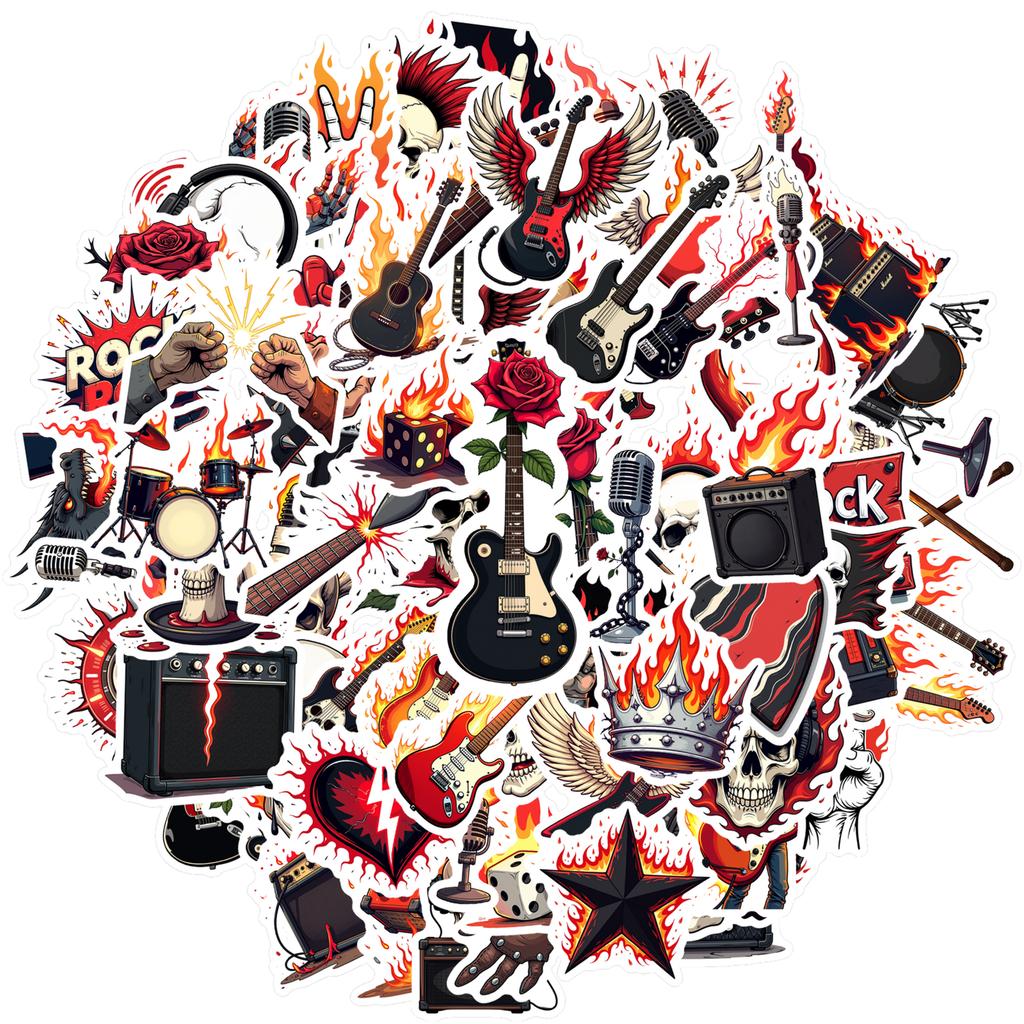 Edgy Rock And Roll Decals Gothic Skull Stationery Stickers Funny Stickers For Guitar Phone