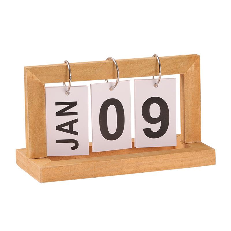 Wooden Page Turning Calendar Household Simple Desktop Decoration Study Desk Calendar Perpetual Calendar Knickknacks