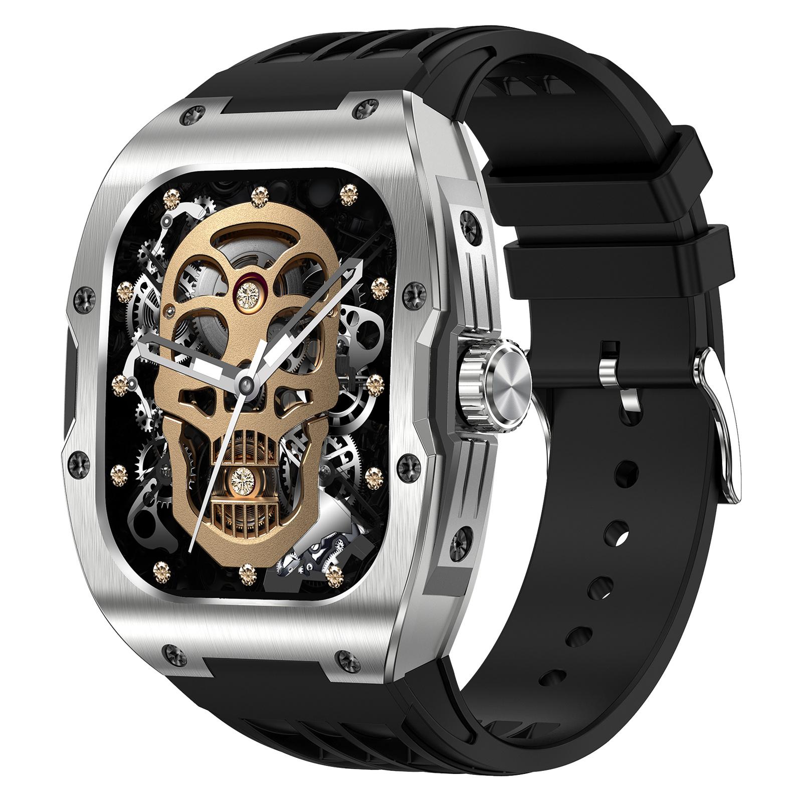 

AK69 Механічний стиль 1,952-дюймовий AMOLED Смарт-годинник Моніторинг здоров я Сумісний з Bluetooth Дзвінок Спортивний годинник Silver+Black