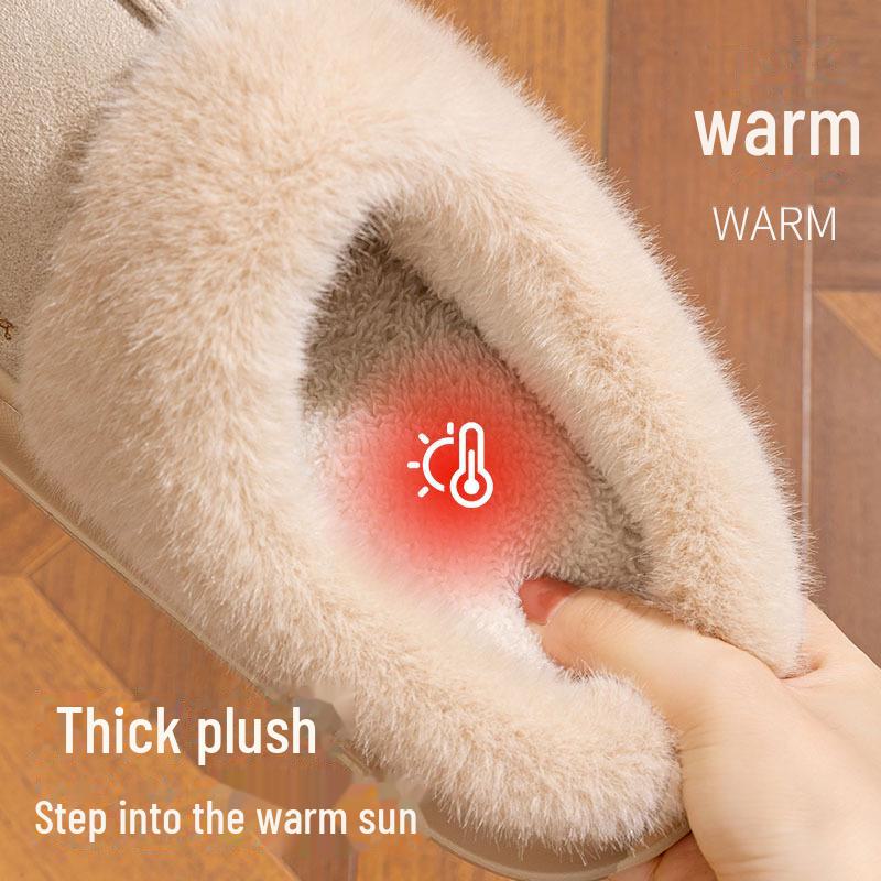 Plüsch-Hausschuhe aus Baumwolle für Damen und Herren: Warme, leise, rutschfeste Schuhe mit dicker Sohle für drinnen und draußen, perfekt für Herbst und Winter.