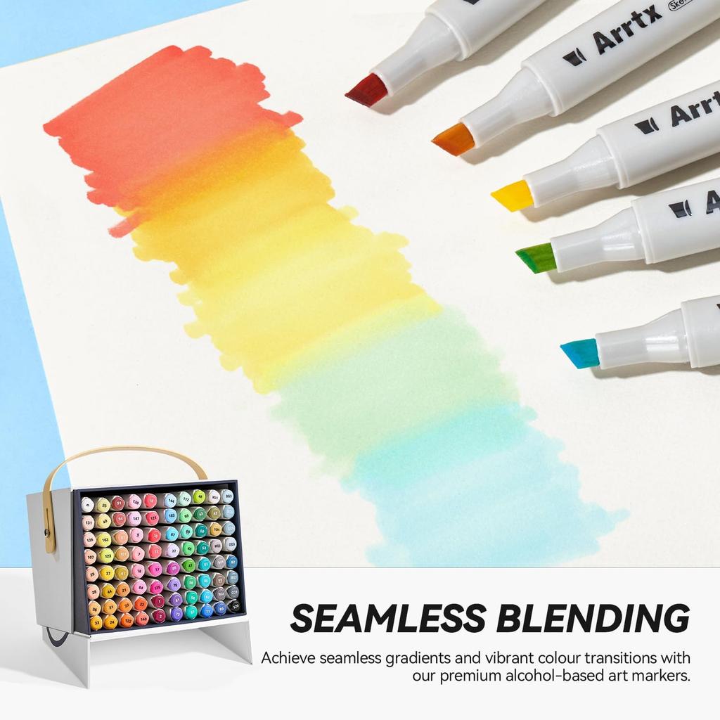 Arrtx OROS 80 Color Alcohol Markers with Brush and Chisel Tips for and Artist Great Gift Painting, Coloring, Sketching, Illustration, Alcohol-Based