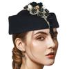 Crystal Flower Fascinator Hat for Teaparty Cocktail Party Women Flapper Costume Roleplay Stewardess Hat for Formal Event