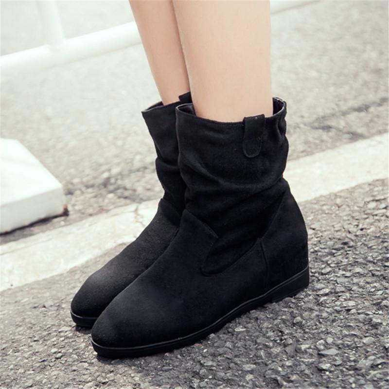 Fashion 2025 Autumn Winter New Thick Heels Short Boots Women Round Toe Ankle Botas Mujer Slip-on Chelsea Booties 33-43 Black Red Blue