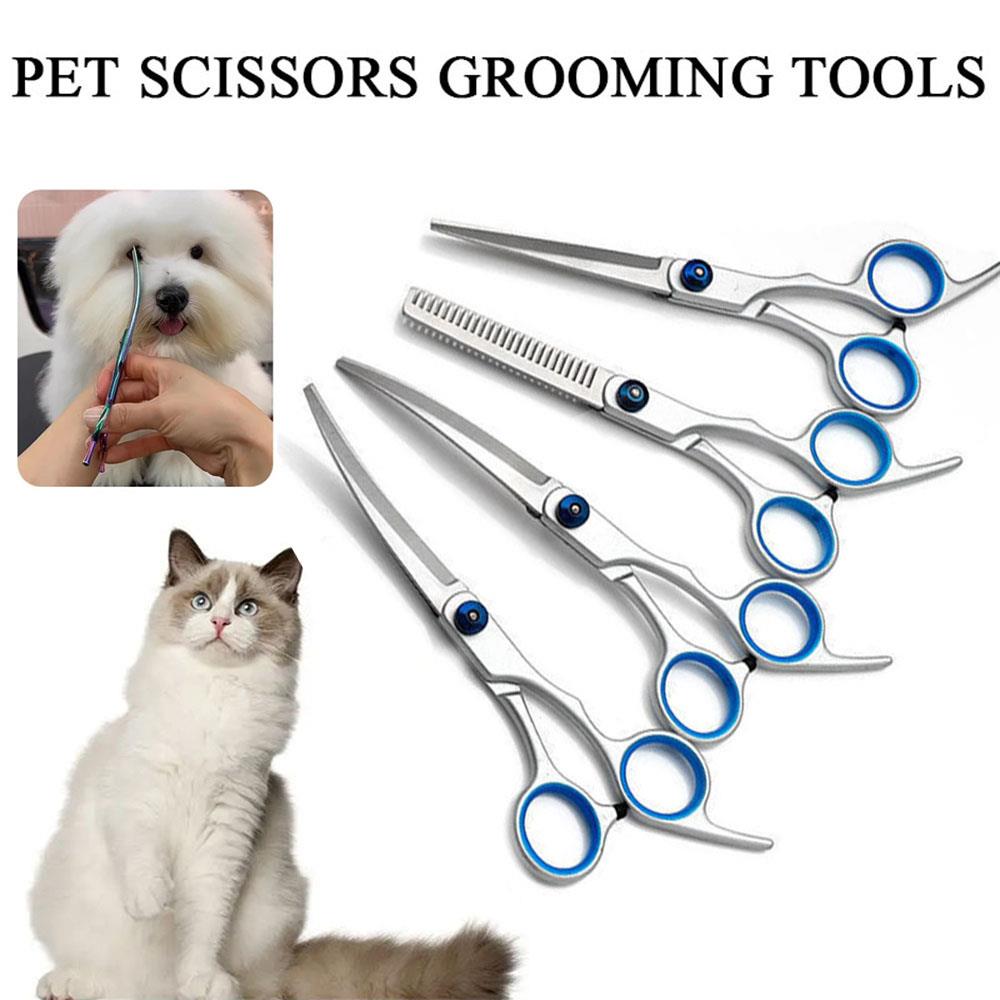 1 Styles Safety Pet Grooming Scissors Round Head Professional Stainless Steel Dog Hair Scissors Portable Pets Animal Cutting