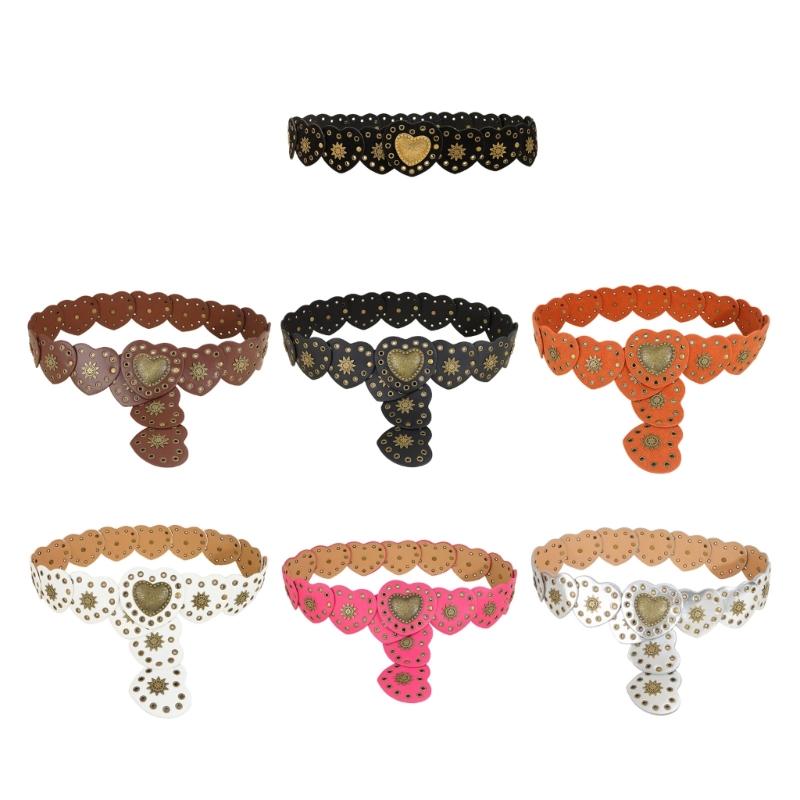 Girls PU Belt Motorcycle Adjustable Grommet Waist Belt Fashion Enthusiasts Belt Coat Dress Female Decorative Waistband