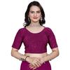 Indian Women Jacquard Fabric Choli Beautiful Round Neck Half Sleeves Blouse