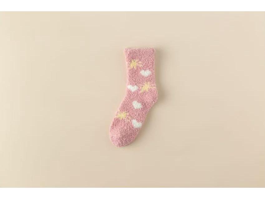 2025 Autumn/Winter Thick Coral Fleece Cartoon Mid-Calf Sleep Socks - Warm, Breathable, and Sweat-Absorbent Home Floor Socks.