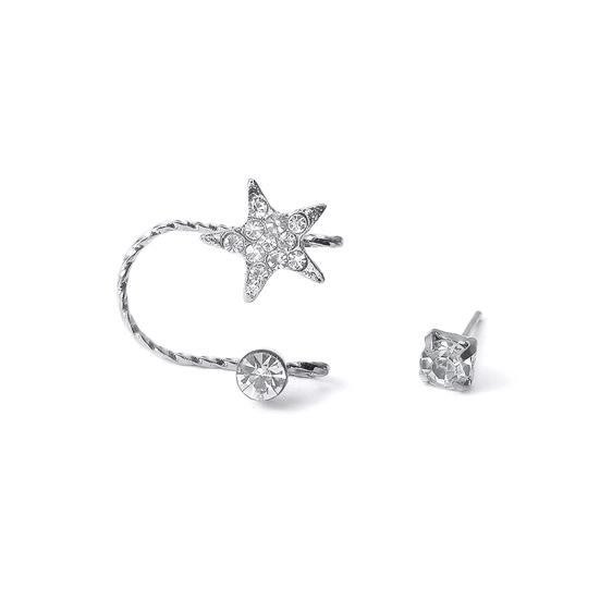 

2 шт./компл. Серьги-гвоздики с узором звезды, из экологичного сплава и стразов, для женщин серебряный