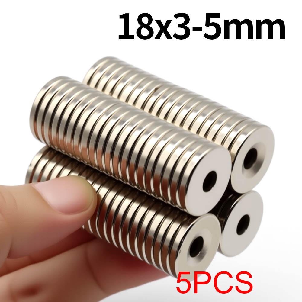 

18x3-5mm Powerful Round Neodymium Magnet With Hole NdfeB N35 Permanent Magnetic imanes Super Strong Magnets Refrigerator Magnet