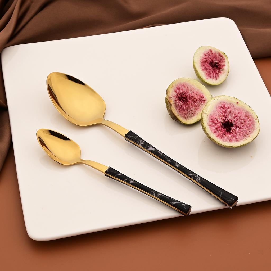 Jankng 20Pcs Imitation Wood Handle Cutlery Set Knife Fork Spoon Dinnerware Set Western Kitchen Stainless Steel Tableware Set