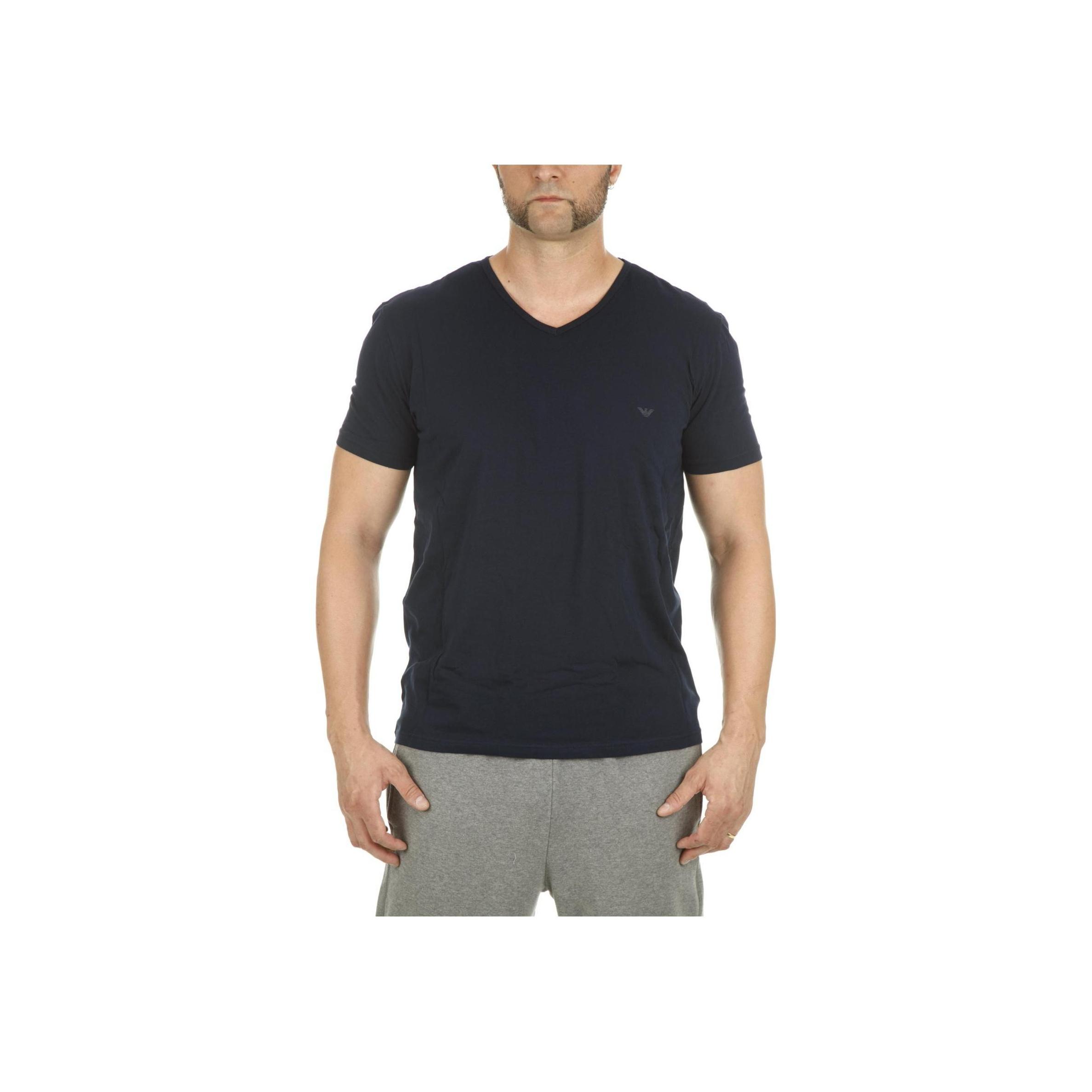 Emporio Armani Solid Color V-Neck Casual Straight Fit Short Sleeve T-Shirt Men tops 111648CC72207320 S