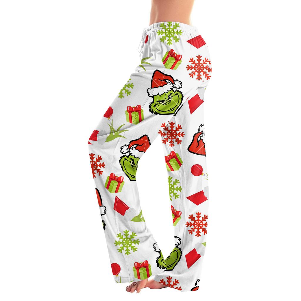 Womens Pajama Pants Sleepwear Casual Drawstring Elastic Waist Pants Comfy Straight Yoga Loose Trousers