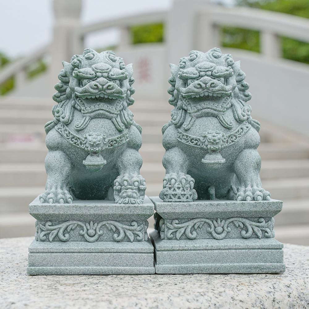 Chinese small stone lion ornaments miniature scene attracting wealth national style ornaments green sandstone desktop ornaments