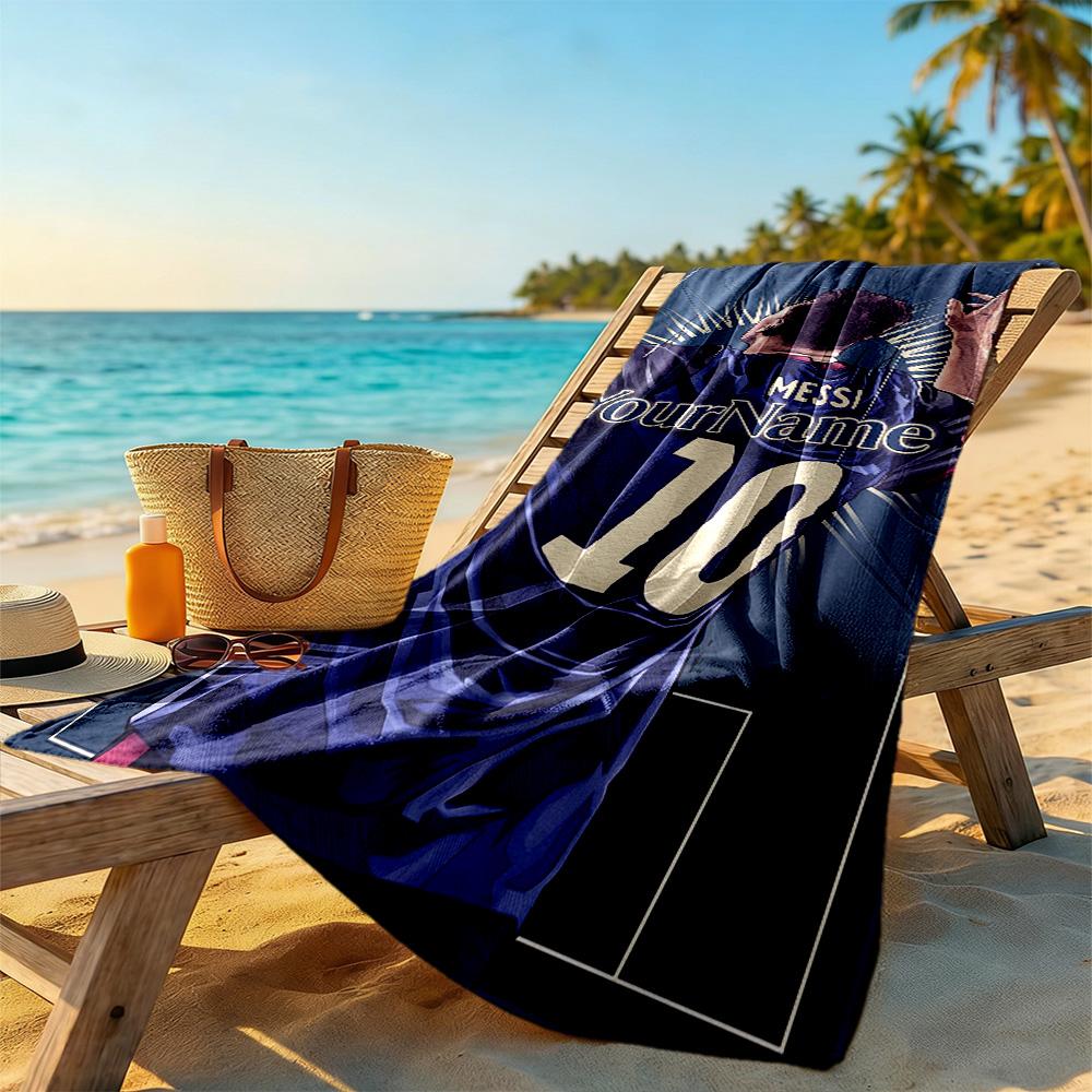 Messi Customized Name Beach Towel Quick-Dry Soft Microfiber Suitable for Swimming Gym Camping Yoga Vacation