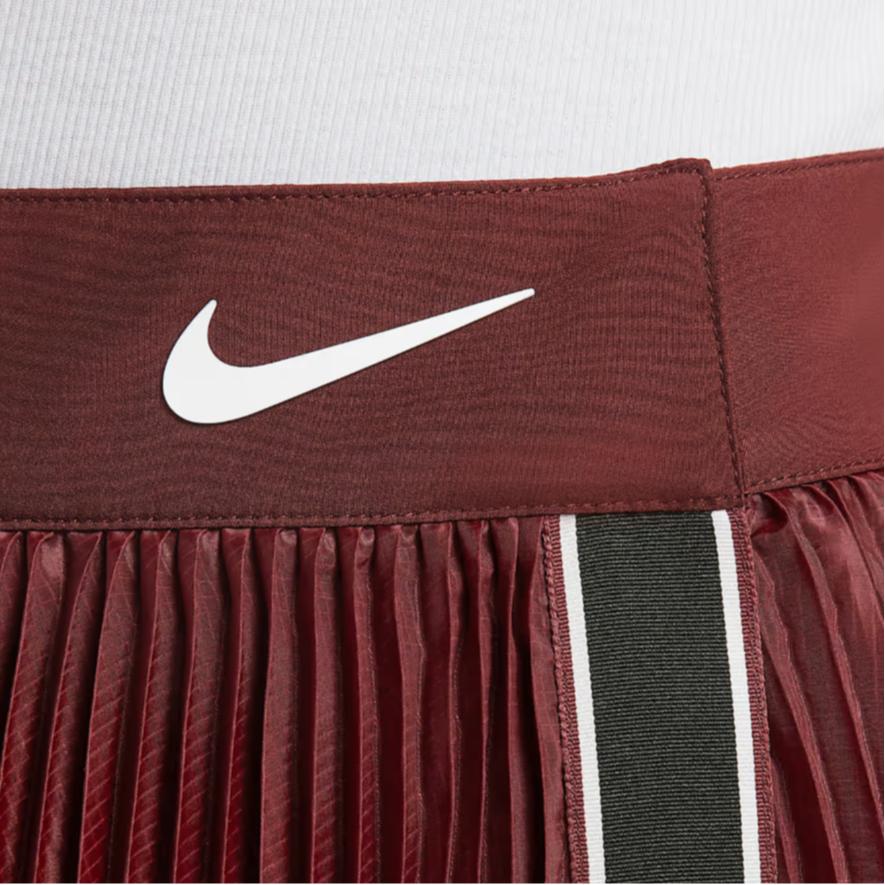 Nike Court Slam SS25 Casual Long Skirt Women's Dark Red/White Color HF6443-619