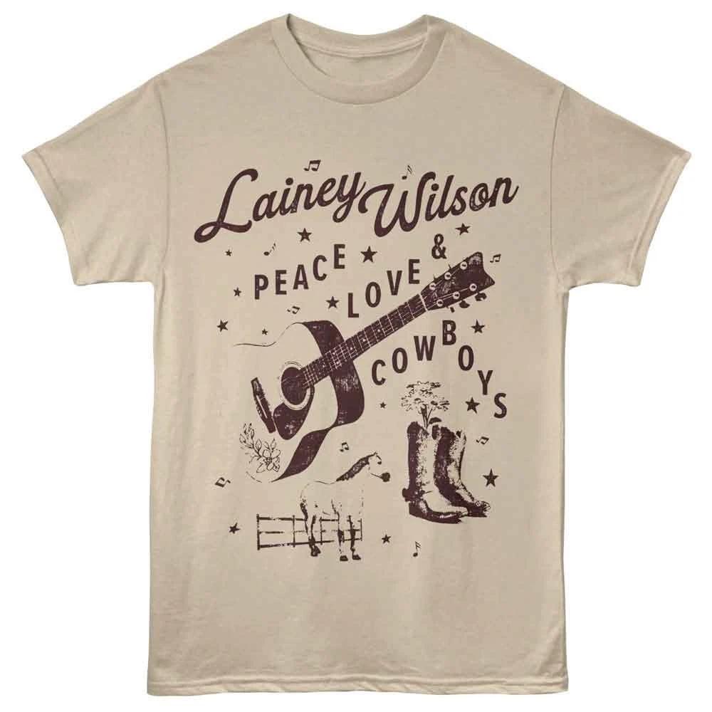 Lainey Wilson - Peace Love Cowboys -  Unisex Short Sleeve Children s T-shirt - Sand 150