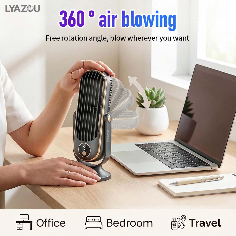 Portable Dual-Motor USB Desk Fan with Rapid Cooling, Multifunctional Five-Speed Cold Air System
