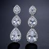 ZAKOL Classic 3 Pcs Big Water Drop Zircon Long Dangle Earrings for Women Elegant Wedding Party Zircon