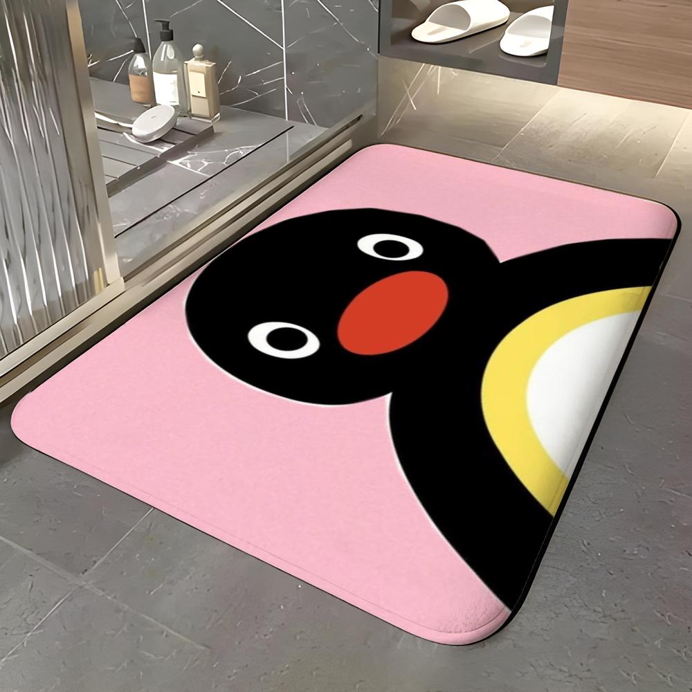 Pattern B-Black Penguin Floor Mat Soft Flannel Entrance Door Mat Non Slip Absorbent Bathroom Bedroom Floor Rug