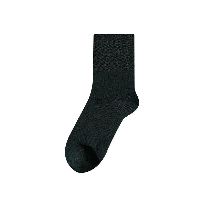 Men's Autumn Black Business Socks Made of Mulberry Silk, Loose-fitting Mid-calf Socks, Antibacterial Socks