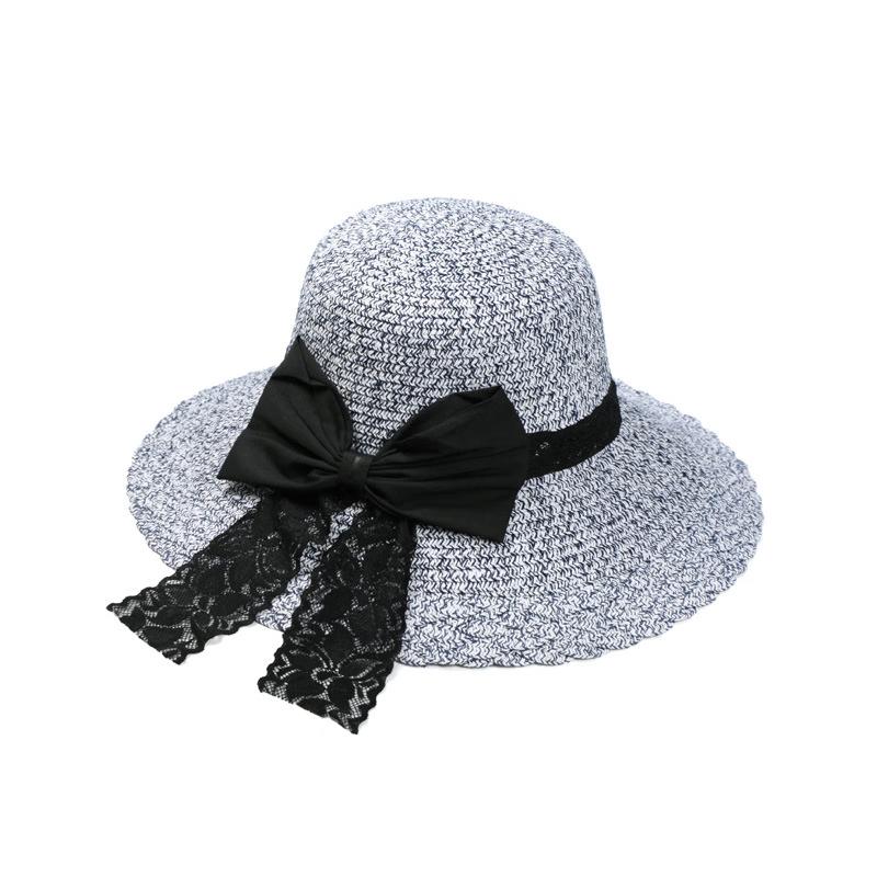 Женская складная соломенная шляпа-солнце с бантом ZHENYUEQI