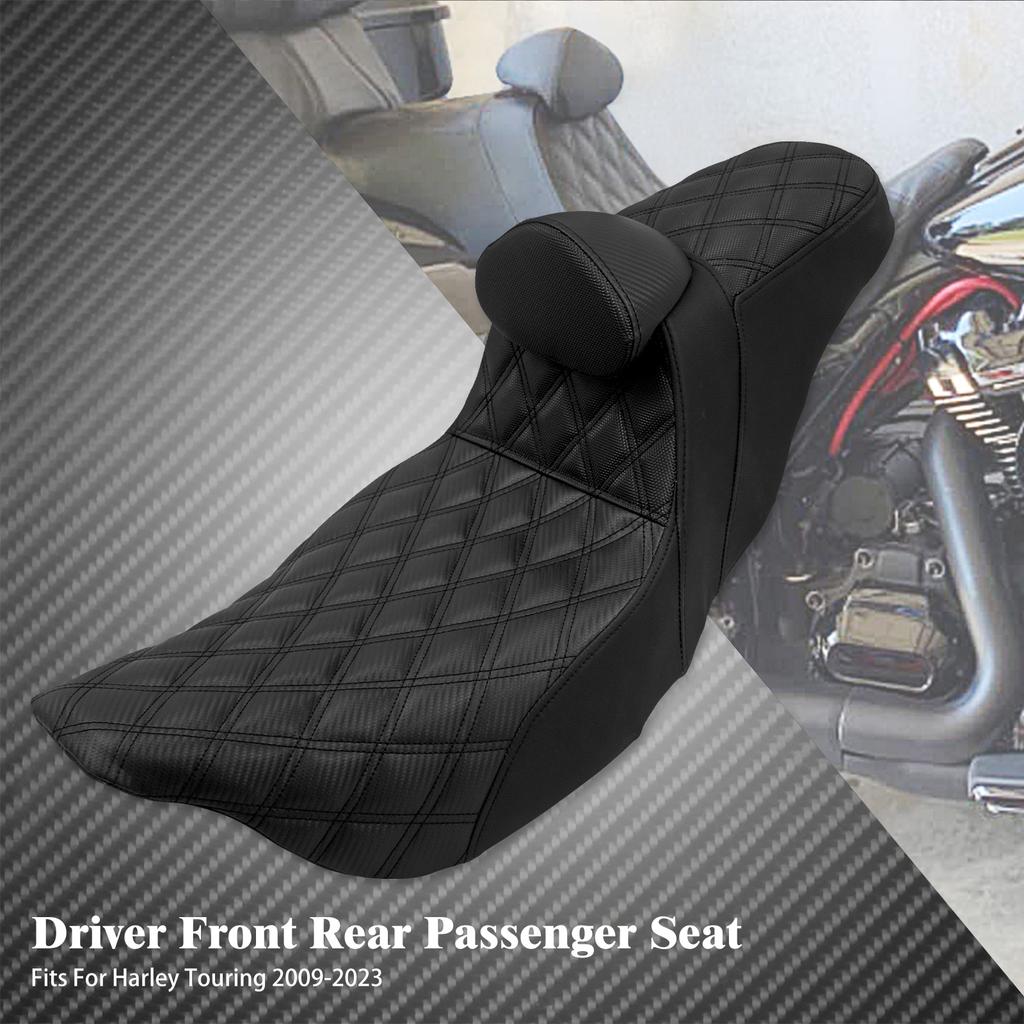 Motorcycle Driver Passenger Seat For Harley Touring Road King Street Glide FLHR FLHX 2009-24 Two Up Front Rear Cushion Backrest