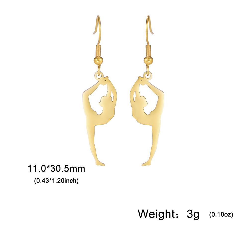 Cazador Stainless Steel Gymnast Yoga Drop Earrings Gold Color Jewelry Earrings for Women 2026 Trending Birthday Mother Day Gift