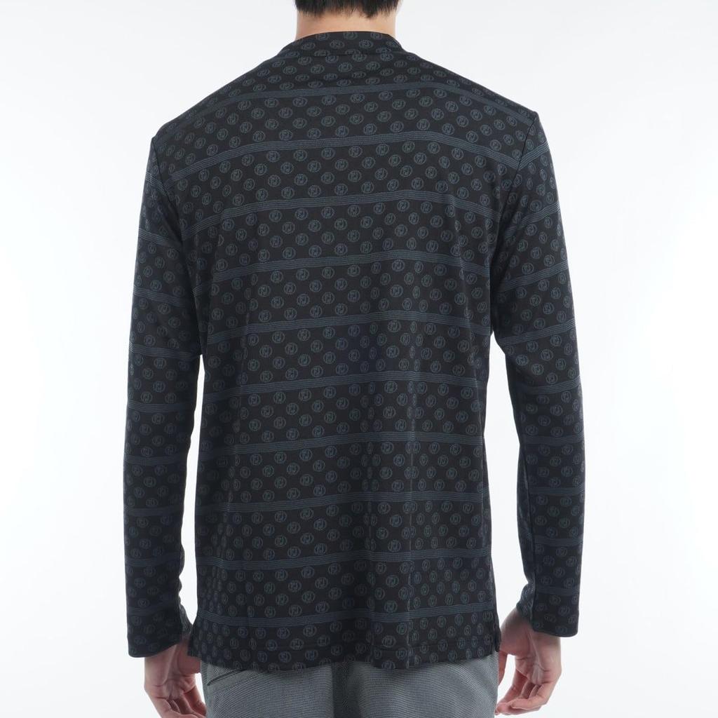 FootJoy FJ Logo Jacquard Long Sleeve Mock Neck Shirt, Black, Men's, Size Small, FJ-F24-S11, 32100-S