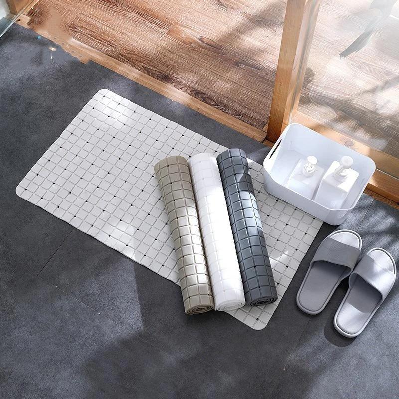 1Pc Plaid Shower Mat Suction Cups Drain Holes Pvc Non Slip 37X67Cm Bathtub Mat Bathroom Accessories