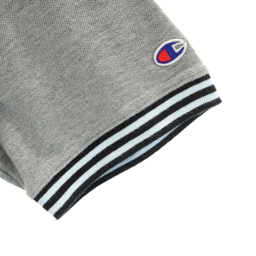 Champion Kurzarm Half-Zip Poloshirt L grau Herren Gebraucht