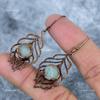 Crown Chakra Moonstone Gemstone Copper Electroformed Dangling Wedding Earrings VP-90