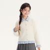 Girls' Academy Style Plaid Patchwork Knit Cardigan