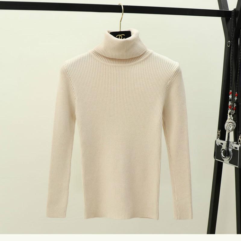 Dicker Rollkragenpullover, warm, für Damen, Herbst und Winter, gestrickt, Pull-Elastizität, weiche Pullover