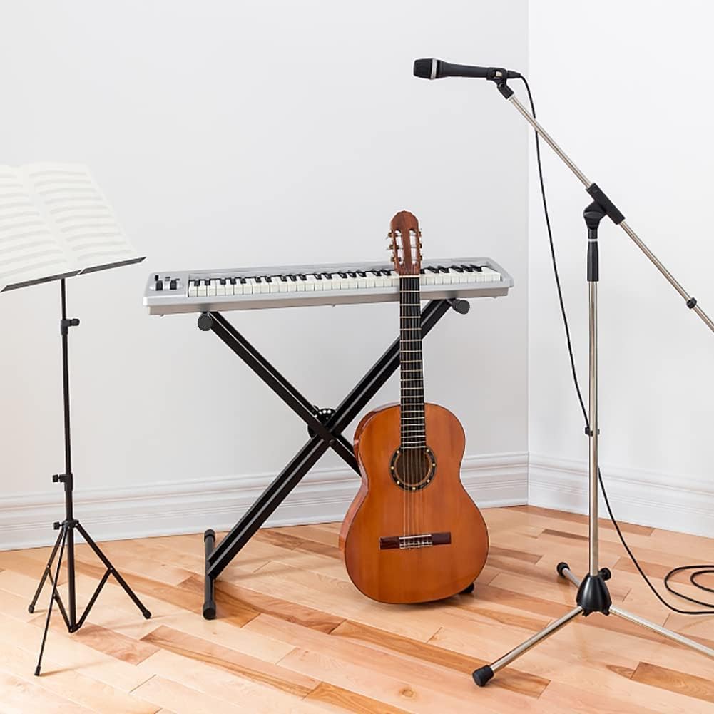 KAKETE X-Shaped Keyboard Stand, 7-Level Height Adjustable, Electronic X-Piano Stand for Keyboards and Synthesizers (5461737688 Keys), Black, Double