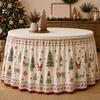 Elastic Edge Table Skirt Christmas Skirt Santa Claus Elk Prints Edge Dining Decor Xmas Party Decorations Elf Tree Festive for Home Holiday