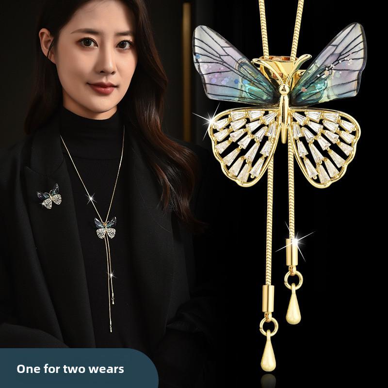 Elegant Colorful Butterfly Long Sweater Necklace For Women Perfect For Fall And Winter Fashion Trends
