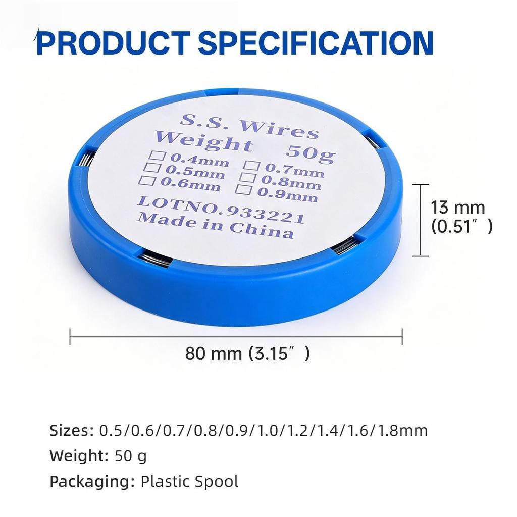 Zahnmedizinischer Edelstahl-Bogenzahn 50g Rolle Für Kieferorthopädische Zahnspangen Runde Metalllinie Zahnmedizin Chirurgische Instrumente 0,5-1,8 mm